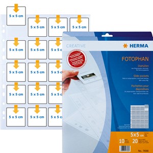 HERMA Diahüllen für Kleinbild-Dias, klar/matt, 10 Hüllen