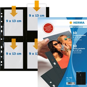 HERMA Fotosichthüllen, schwarz, für 9 x 13 cm, 10 Hüllen