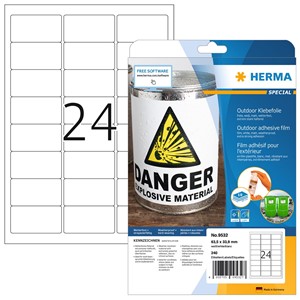 HERMA Outdoor Etiketten, weiß, 63,5 x 33,9 mm, 10 Blatt