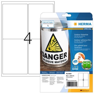 HERMA Outdoor Etiketten, weiß, 99,1 x 139 mm, 10 Blatt