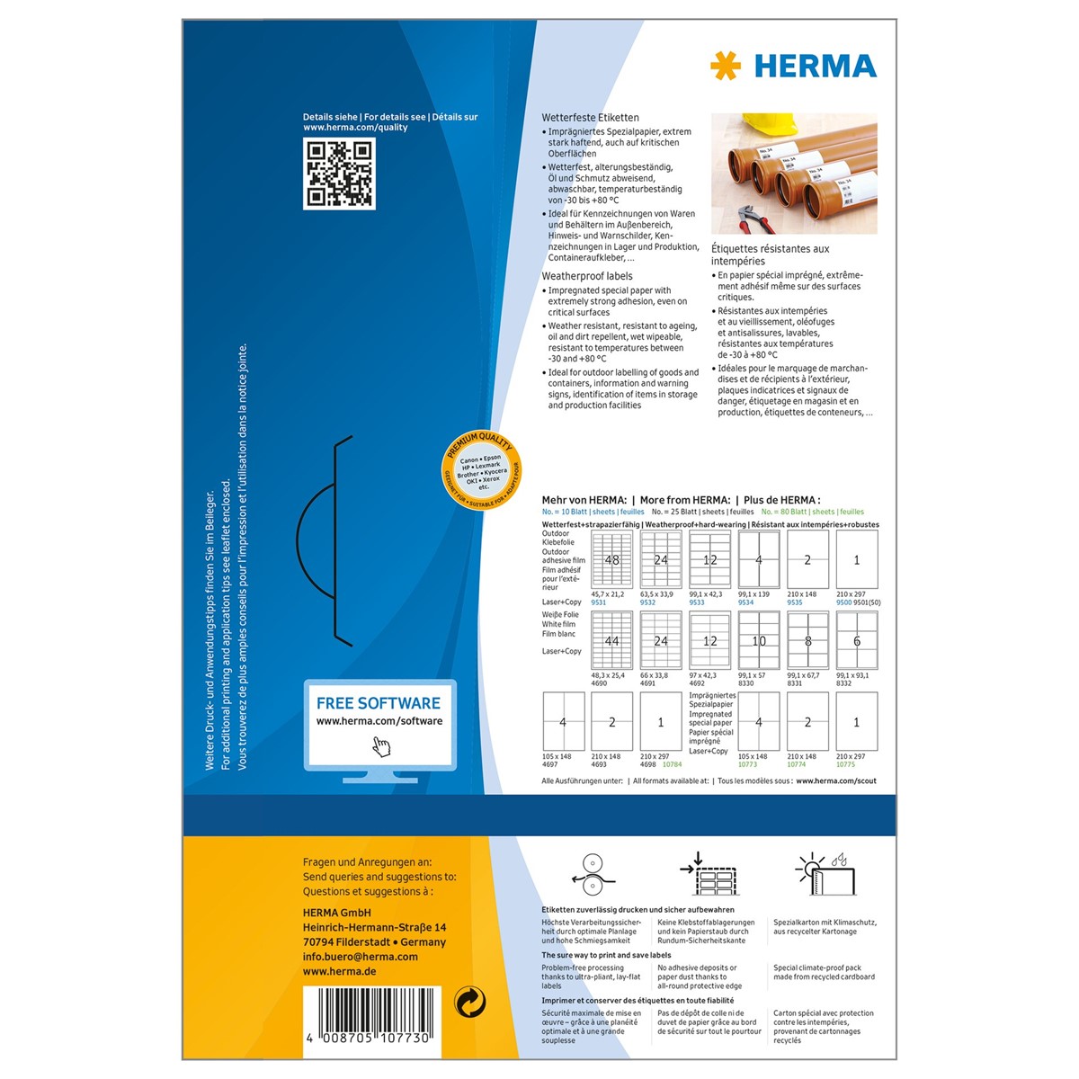 HERMA 10773 - Etiketten, Papier, weiß, 105 x 148 mm, 80 Blatt