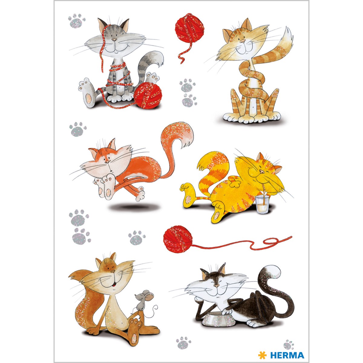 HERMA 3357 - Decor Sticker, Lustige Katzen, beglimmert