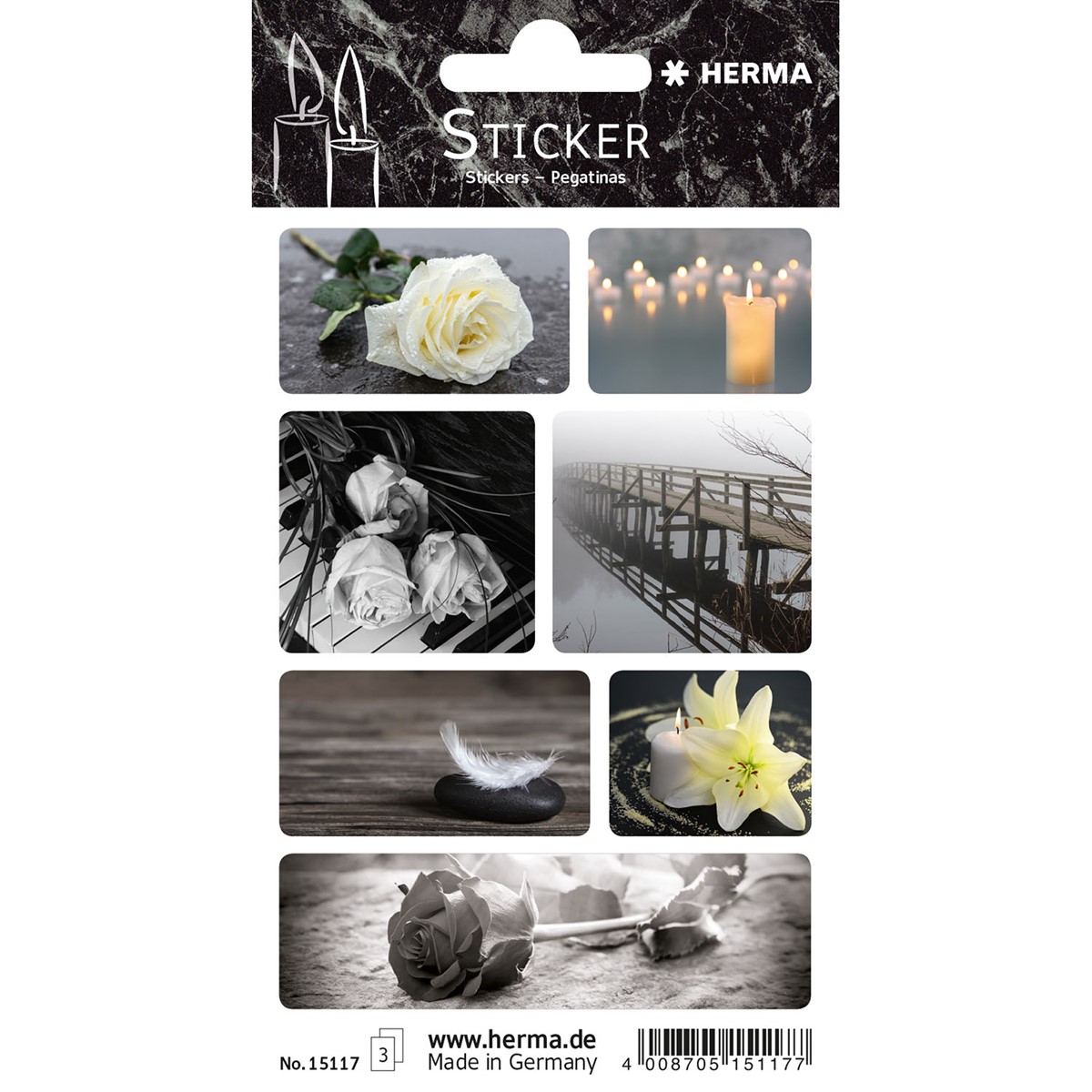 Herma Traueretiketten Schwarze Rose