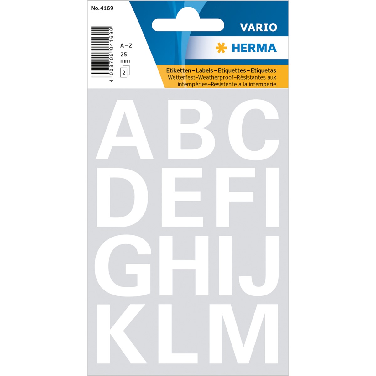 HERMA 4169 - Buchstaben Etiketten, weiß, 25 mm, 2 Blatt