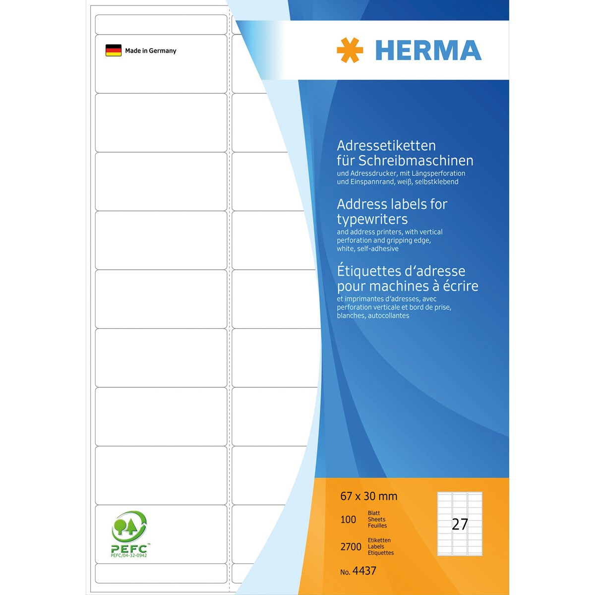 Adressetiketten Premium A4 38,1x21,2 mm runde Ecken weiß Papier