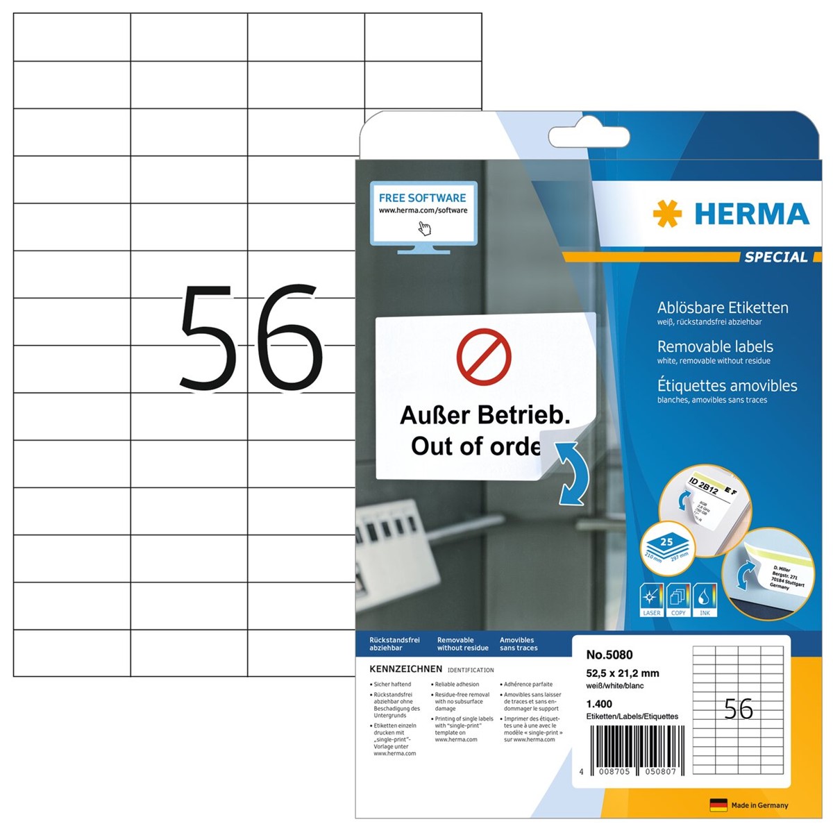 512x HERMA Etiketten weiß selbstklebend wiederhaftend Vielzwecketiketten Sticker