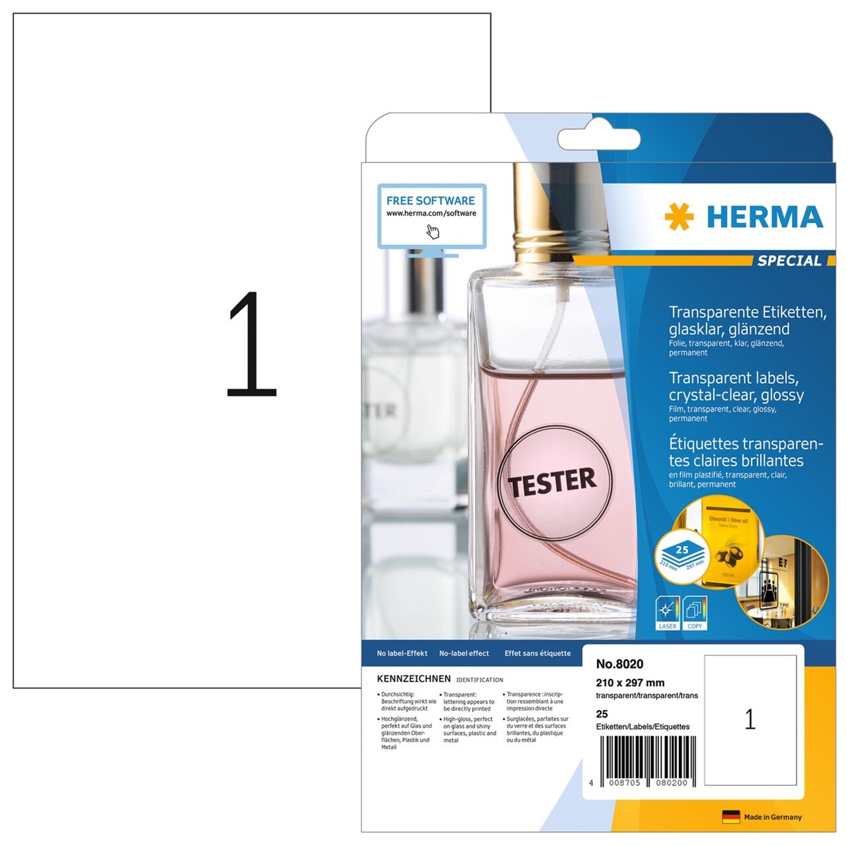 Herma – Papier autocollant transparent - 210 x 297 mm - 1