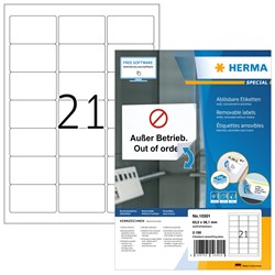 HERMA Ablösbare Adressetiketten, weiß, 63,5 x 38,1 mm, 100 Blatt