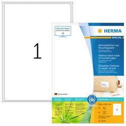 HERMA Etiketten, Recyclingpapier, naturweiß, 199,6 x 289,1 mm, 80 Blatt
