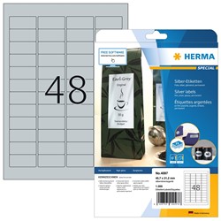 HERMA Etiketten, silber, 45,7 x 21,2 mm, 25 Blatt