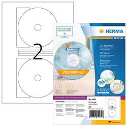 HERMA CD-Etiketten, weiß, Ø 116/18,5 mm, 100 Blatt
