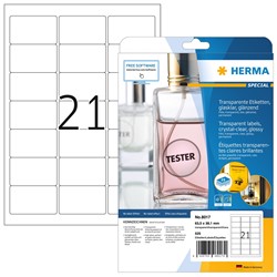 HERMA Glasklare Etiketten, glasklar transparent, 63,5 x 38,1 mm, 25 Blatt