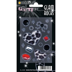 HERMA Glam Rocks Sticker, 84x120 mm, Fell Herzen